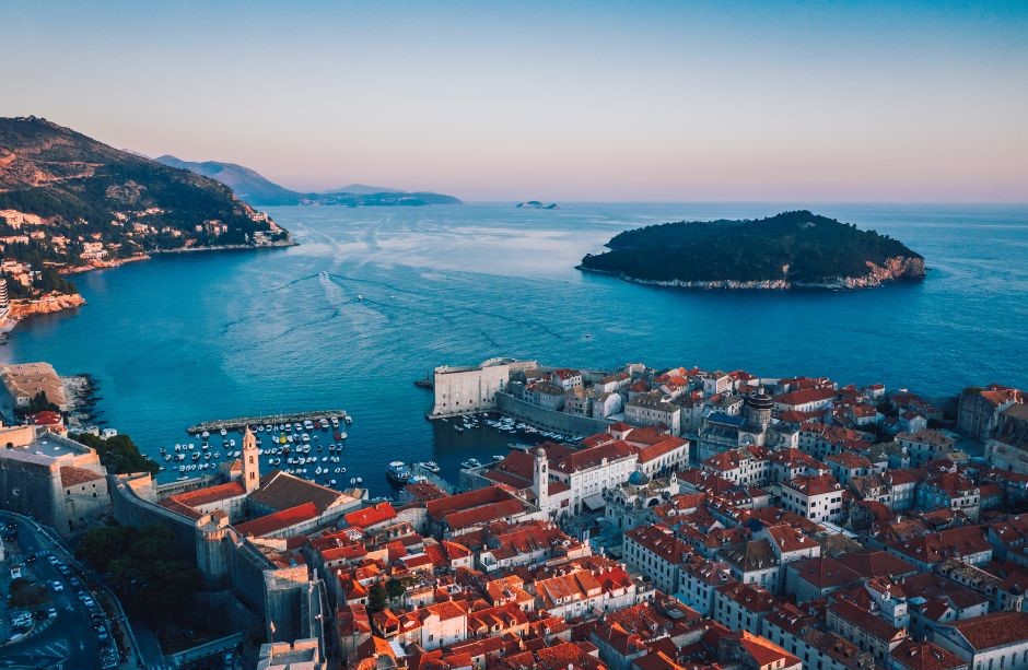 Foto aérea de Dubrovnik, na Croácia
