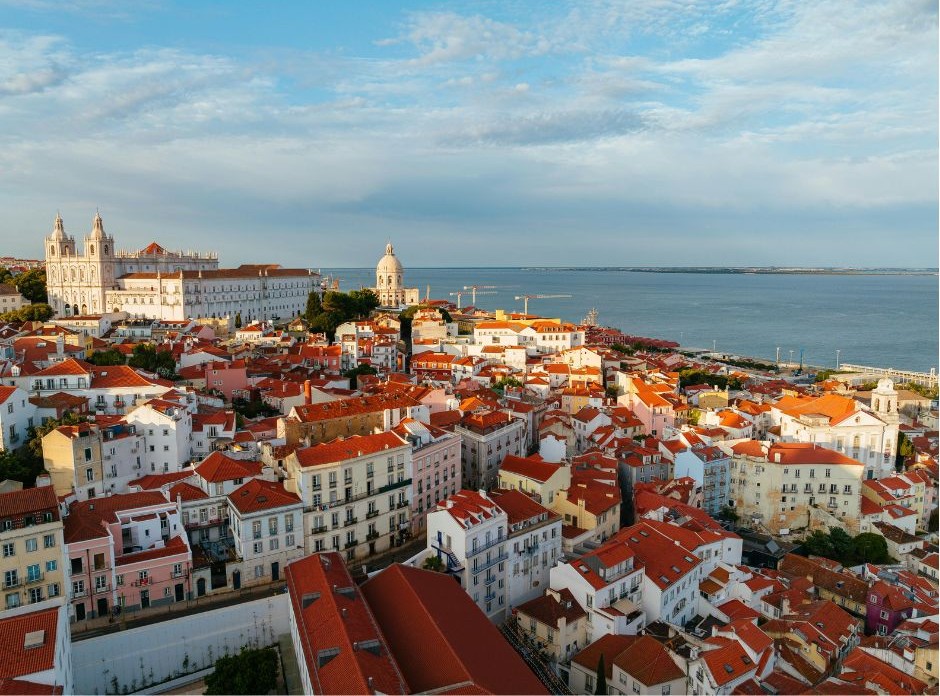 Panaramica de Lisboa com seus telhados vermelhos